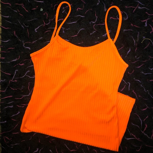 LAST - Neon Orange Mini Bodycon Dress - Picture 4 of 4